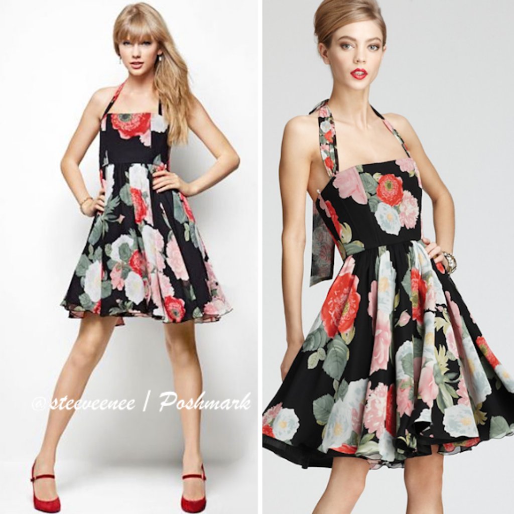 Alice + Olivia Marie Floral Halter Ruffle Dress Aso Taylor Swift